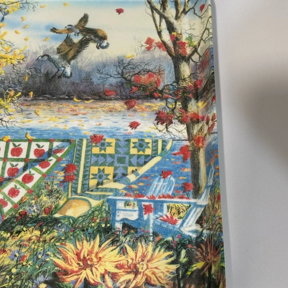 Vintage Rectangular Tray With Diane Phalen Watercolors Design 17.5”x12”